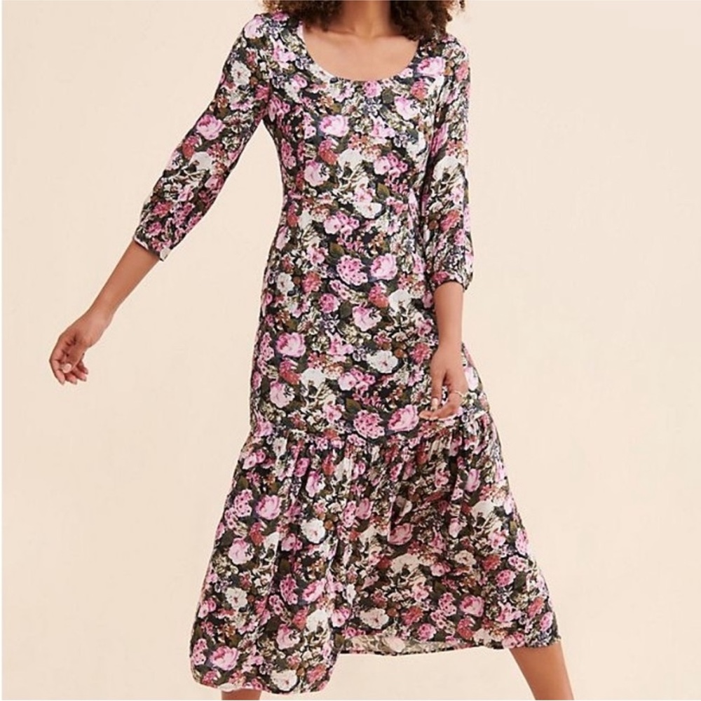 Saltwater Luxe Anthropologie Floral Flounced Midi Dress